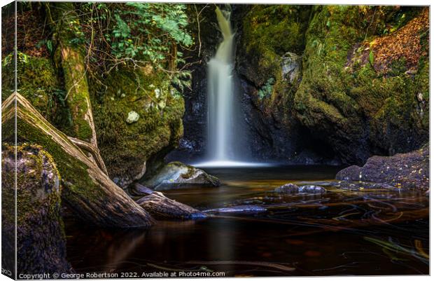 Black Spout waterfall on Finglen Burn  Canvas Print by George Robertson