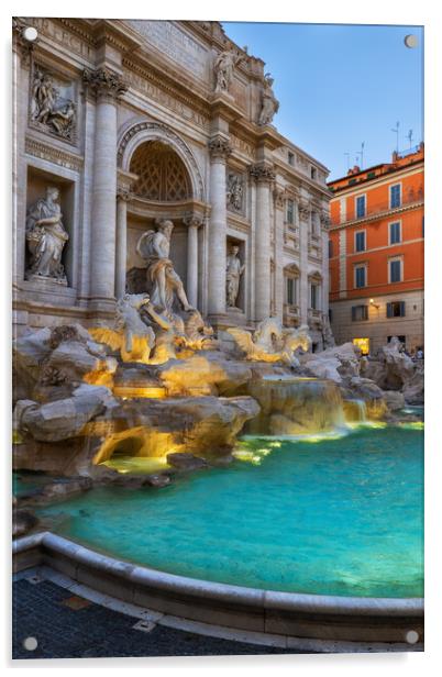 Trevi Fountain at Dusk in Rome Acrylic by Artur Bogacki