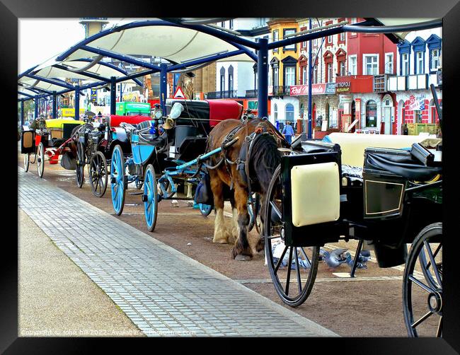 Hackney Carriage stop at Great Yarmouth. Framed Print by john hill