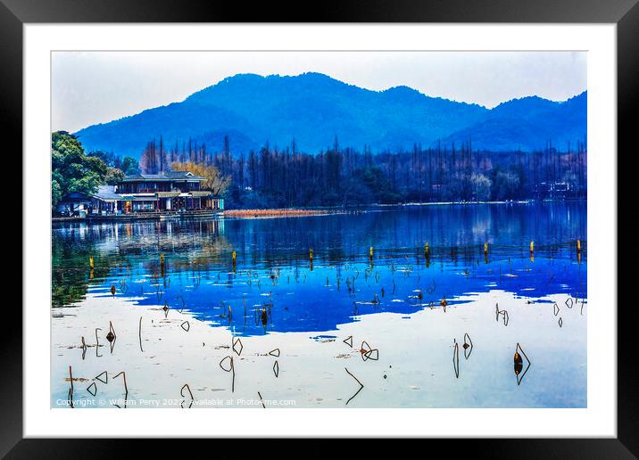 West Lake Reflection Hangzhou Zhejiang China Framed Mounted Print by William Perry