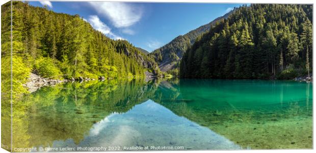 Panoramic view of Glacier fed Turquoise Lake Canvas Print by Pierre Leclerc Photography