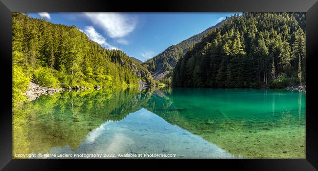 Panoramic view of Glacier fed Turquoise Lake Framed Print by Pierre Leclerc Photography