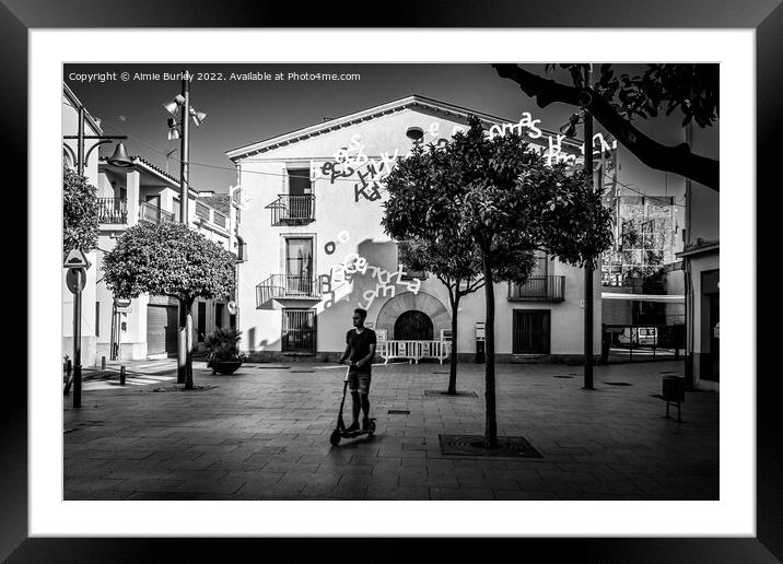 Town hall in black & white Framed Mounted Print by Aimie Burley