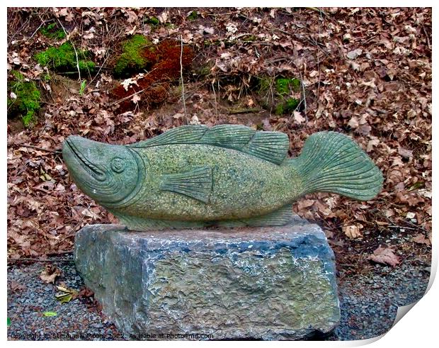 Statue #20 sculpture of a fish Print by Stephanie Moore