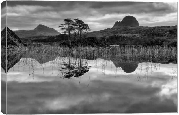 Suilven and Canisp Reflections Canvas Print by Derek Beattie