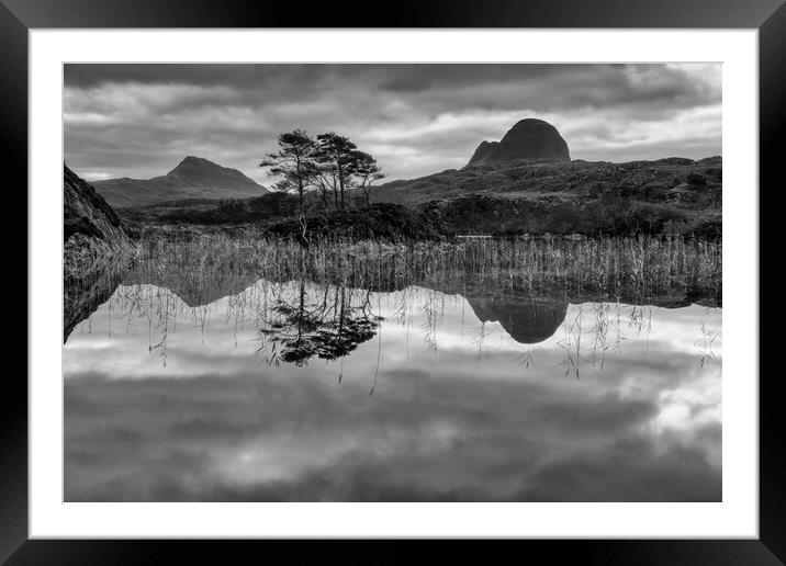 Suilven and Canisp Reflections Framed Mounted Print by Derek Beattie