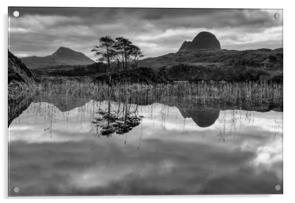 Suilven and Canisp Reflections Acrylic by Derek Beattie