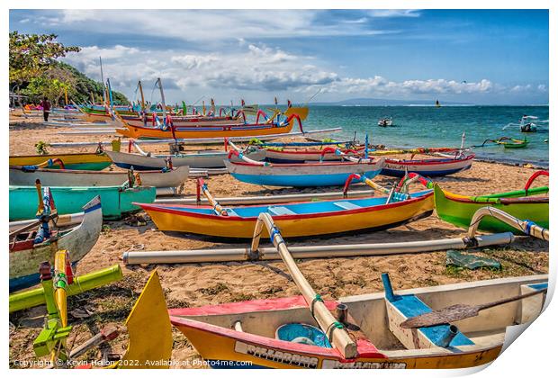 Traditional Balinese boats Print by Kevin Hellon