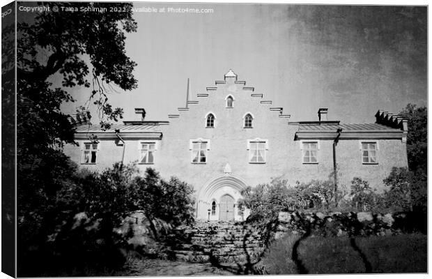 Suitia Manor Castle Seen From Garden Monochrome Canvas Print by Taina Sohlman