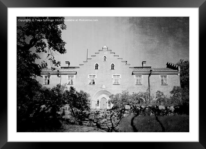 Suitia Manor Castle Seen From Garden Monochrome Framed Mounted Print by Taina Sohlman