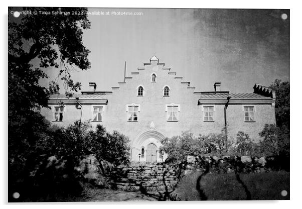 Suitia Manor Castle Seen From Garden Monochrome Acrylic by Taina Sohlman