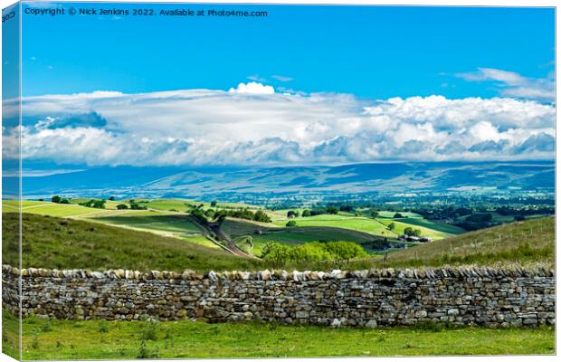 View north from Tommy Road towards Yorkshire Fells Canvas Print by Nick Jenkins