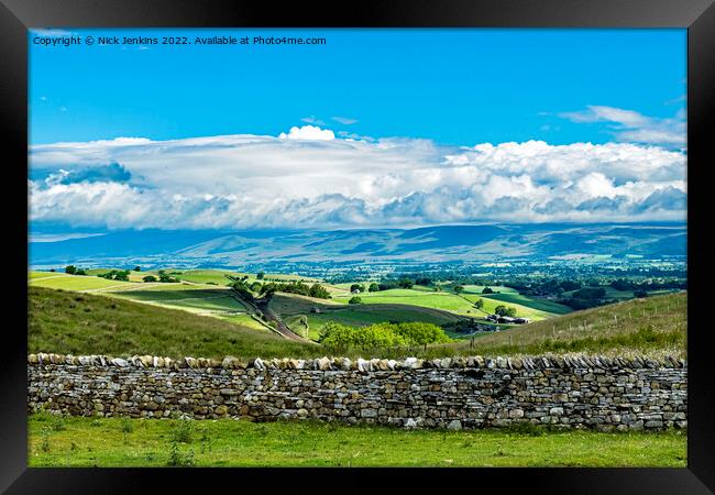 View north from Tommy Road towards Yorkshire Fells Framed Print by Nick Jenkins