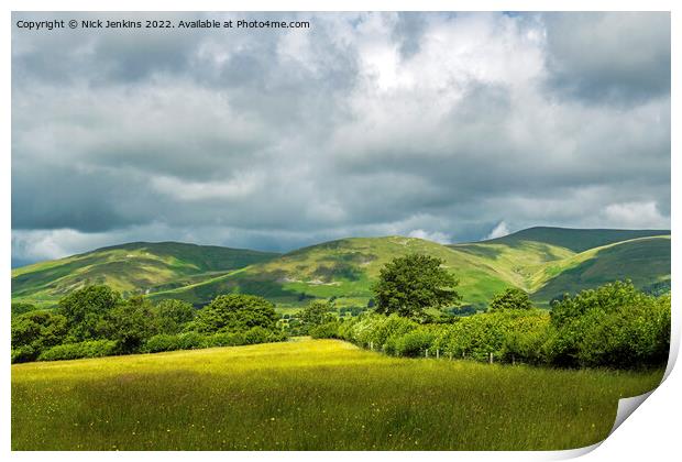 Howgill Fells from Garsdale Road Sedbergh Cumbria Print by Nick Jenkins