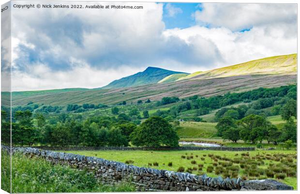 Wild Boar Fell showing The Nab at Mallerstang in C Canvas Print by Nick Jenkins