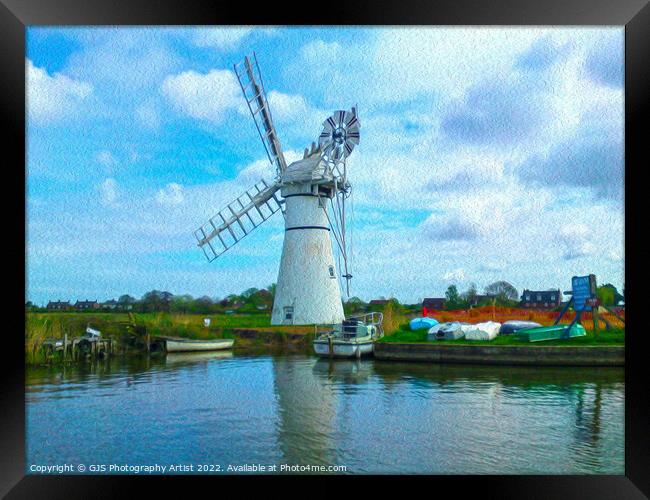 Thurne Windmill in Oil Framed Print by GJS Photography Artist