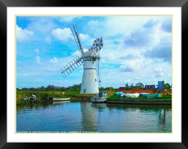 Thurne Windmill Oil Yellow Border Framed Mounted Print by GJS Photography Artist