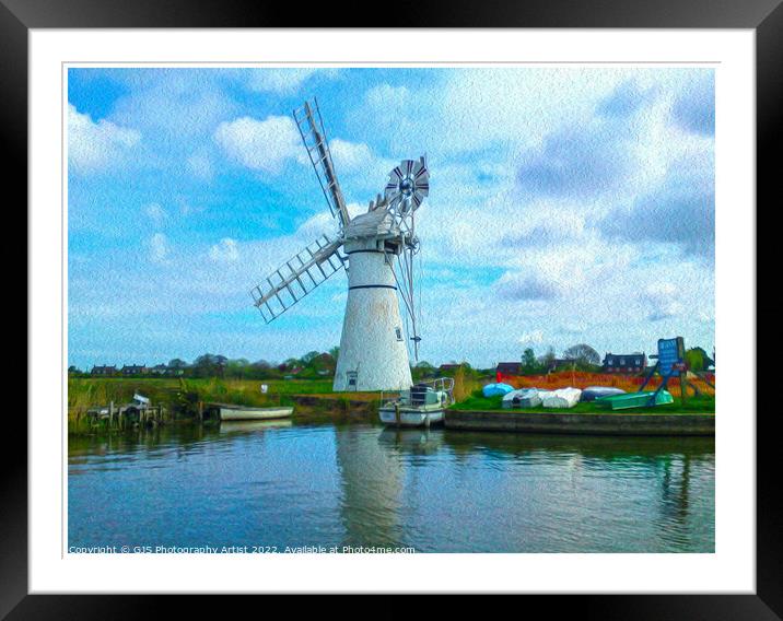 Thurne Windmill in Oil white Border Framed Mounted Print by GJS Photography Artist