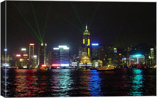 HONG KONG LASER SHOW Canvas Print by Jacque Mckenzie