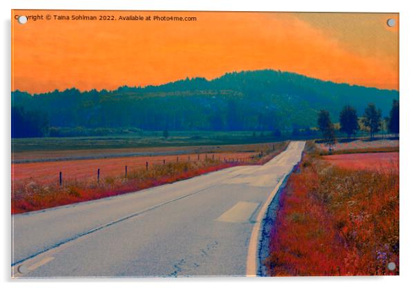 Rural Road at Summer Dawn Acrylic by Taina Sohlman