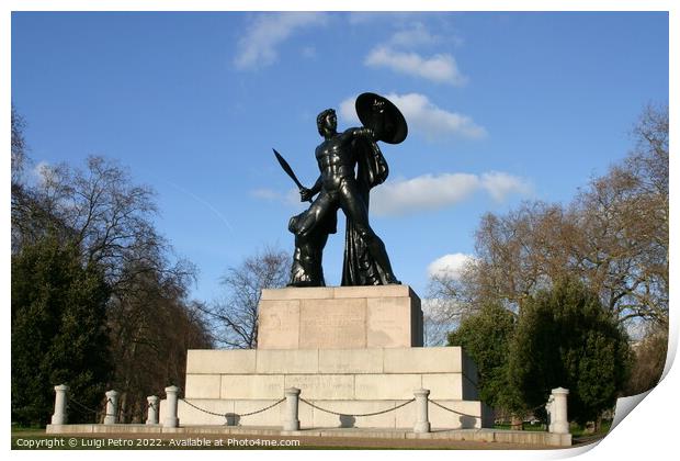 Statue of Achilles in Hyde Park, London. Print by Luigi Petro