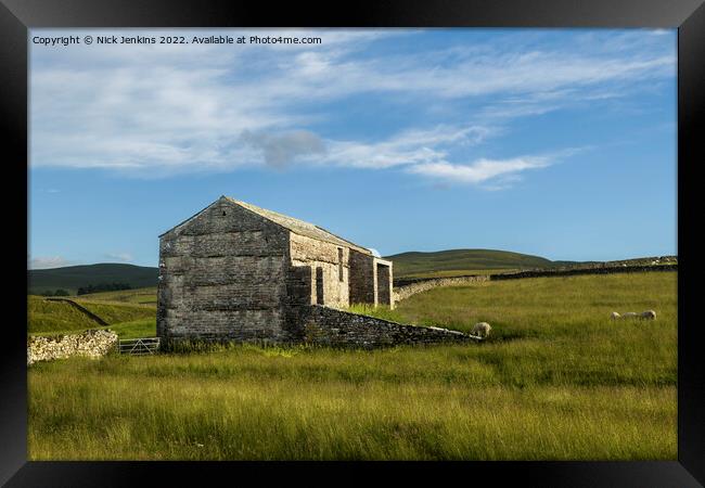 A Dales Barn on a Summer Evening  Framed Print by Nick Jenkins