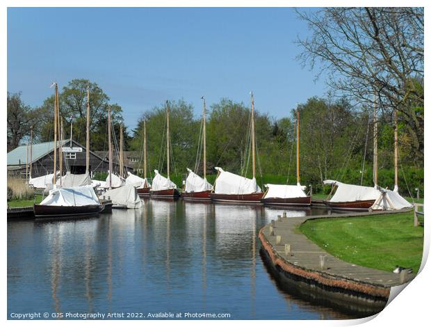 Covered Sail Boats Print by GJS Photography Artist