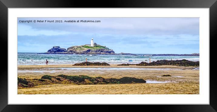 Godrevy Island And Lighthouse  Framed Mounted Print by Peter F Hunt