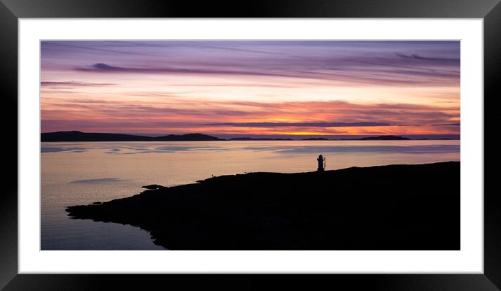 Rhue Lighthouse and Sunset over the Summer Isles Framed Mounted Print by John Frid