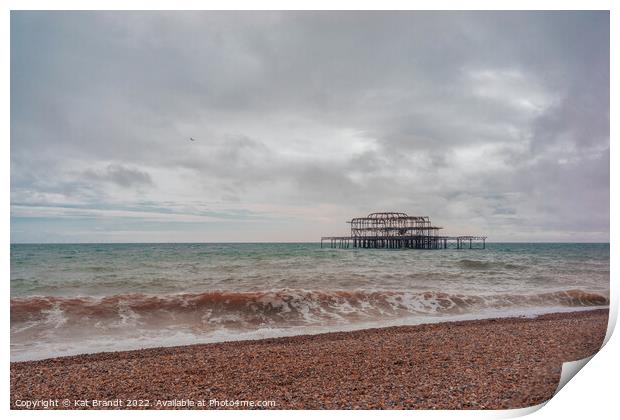 Dramatic sky over West Pier in Brighton Print by KB Photo