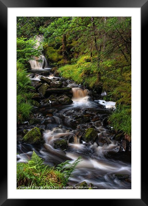 Highland Burn Woodland Waterfall Scotland Framed Mounted Print by Barbara Jones