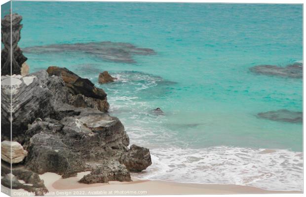 Secluded Beach and Turquoise Waters, Bermuda Canvas Print by Kasia Design
