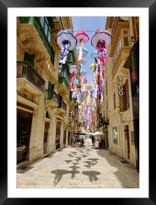 Street Decorations Valletta Framed Mounted Print by Sheila Ramsey
