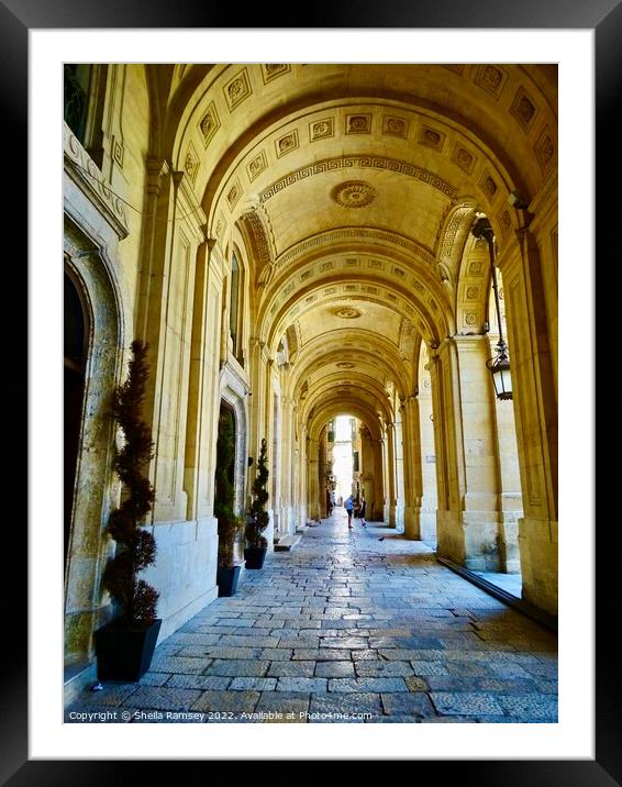 Arched walkway Valletta Framed Mounted Print by Sheila Ramsey