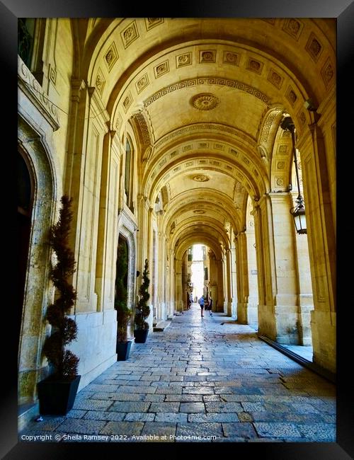 Arched walkway Valletta Framed Print by Sheila Ramsey