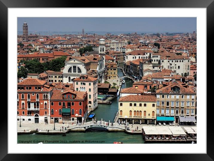 Venice Roof tops  Framed Mounted Print by David Thompson
