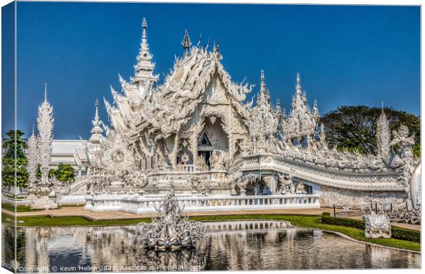 Wat Rong Khun. also known as the White Temple,  Canvas Print by Kevin Hellon