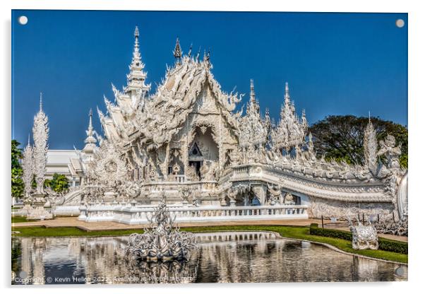 Wat Rong Khun. also known as the White Temple,  Acrylic by Kevin Hellon