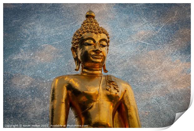 Golden Buddha statue Print by Kevin Hellon