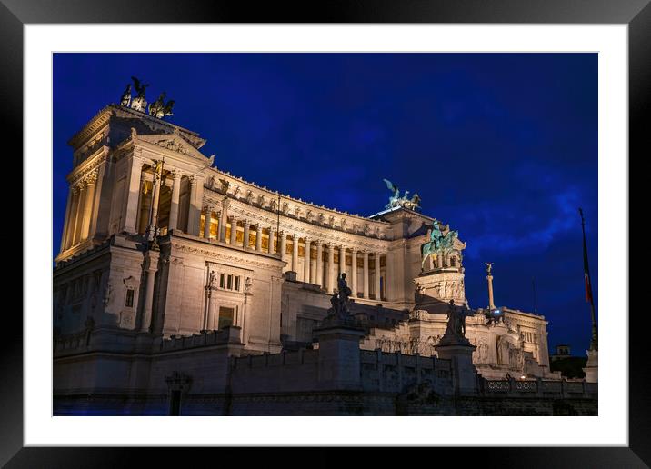 Altar of the Fatherland by Night in Rome Framed Mounted Print by Artur Bogacki