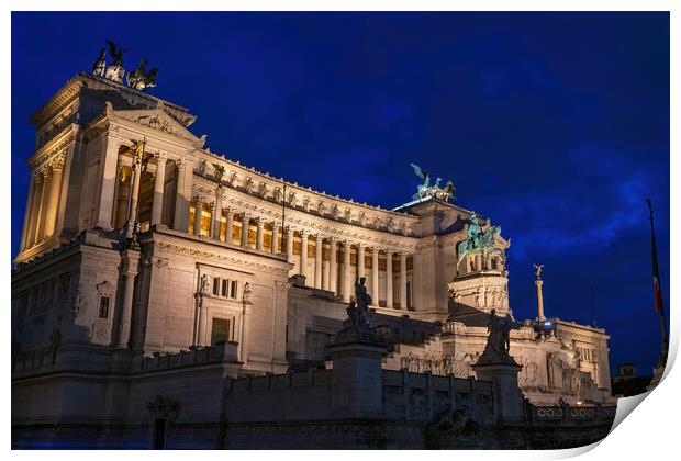 Altar of the Fatherland by Night in Rome Print by Artur Bogacki