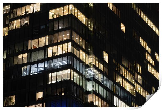 Office Building Windows At Night Corporate Background Print by Artur Bogacki