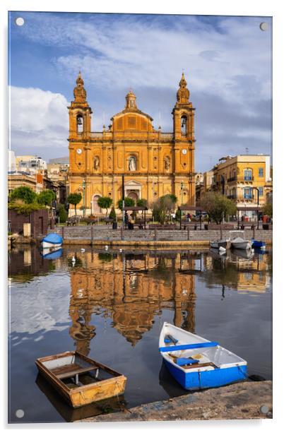 St Joseph Church In Msida Malta Acrylic by Artur Bogacki