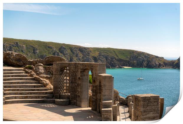 The Minack Theatre centre stage Print by kathy white