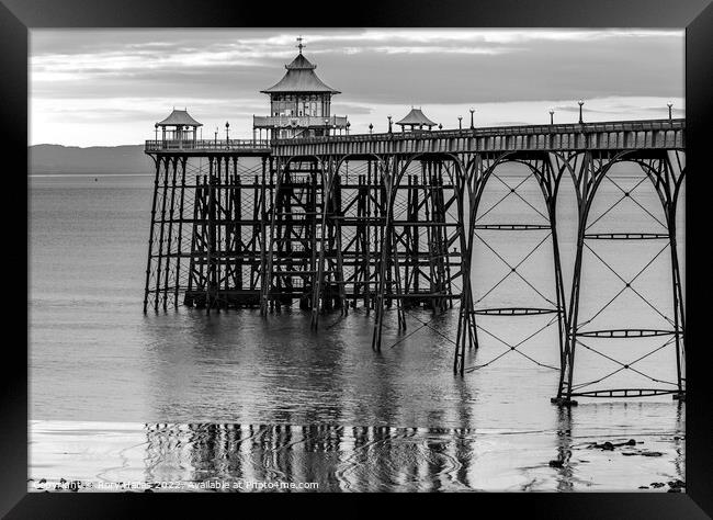Clevedon Pier black and white image Framed Print by Rory Hailes