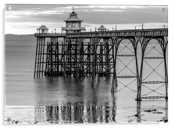 Clevedon Pier black and white image Acrylic by Rory Hailes