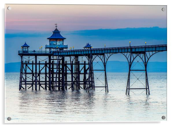Clevedon Pier on a calm evening with a slight bluish hue Acrylic by Rory Hailes
