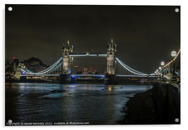 Tower Bridge by night Acrylic by daniel kennedy