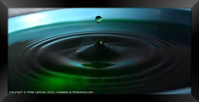 Green Water drops (8A) Framed Print by Philip Lehman