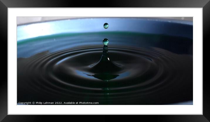 Green Water drops (3A) Framed Mounted Print by Philip Lehman